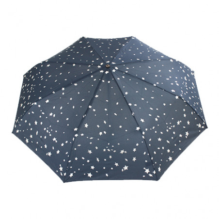 Parapluie pliant Pierre Cardin bleu et argent