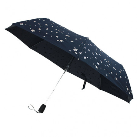 Parapluie pliant Pierre Cardin bleu et argent