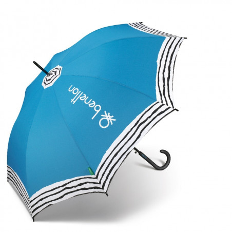 parapluie long Benetton bleu rayures
