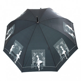 Grande Broche Vintage Chantal Thomass - Motif Parapluie Avec Pampilles Rhodié Doré, Bon état