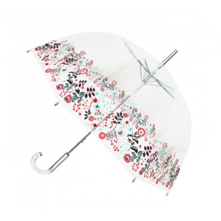 Parapluie transparent cloche guirlande de fleurs 