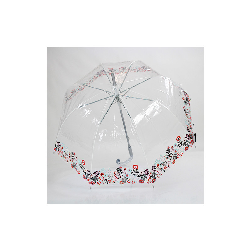 Parapluie transparent cloche guirlande de fleurs 