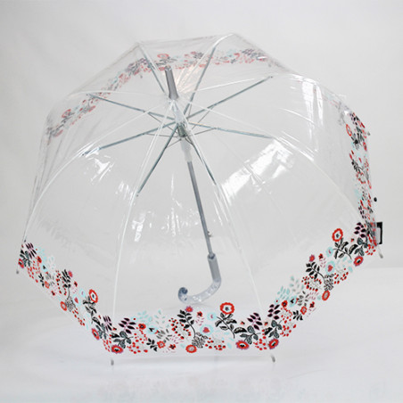 Parapluie transparent cloche guirlande de fleurs 