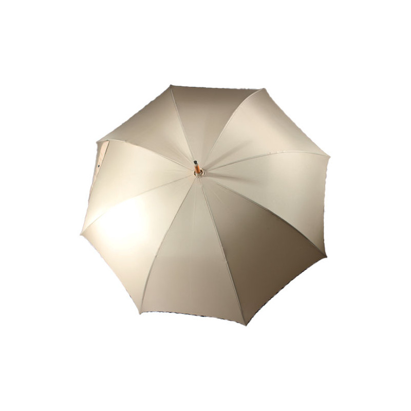 Parapluie canne beige gabardine fabrication française