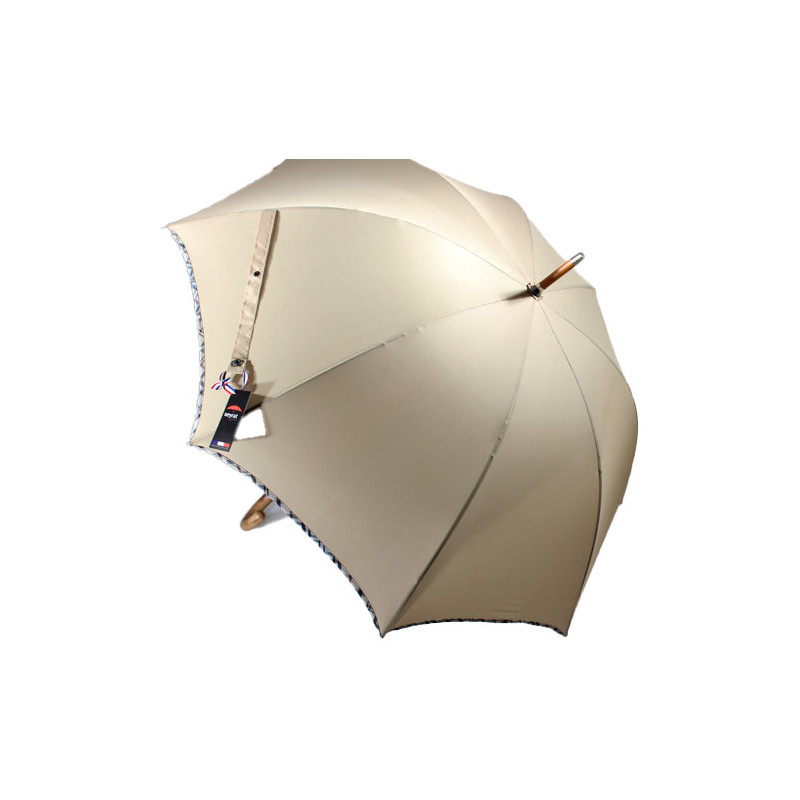 Parapluie canne beige gabardine fabrication française