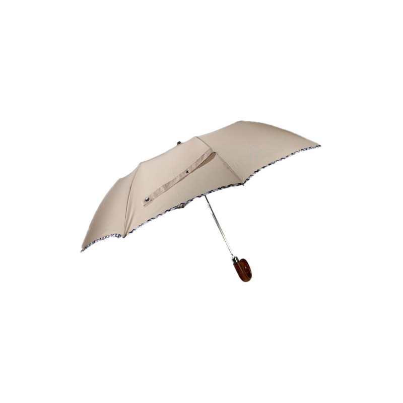 Parapluie pliant beige gabardine fabrication française