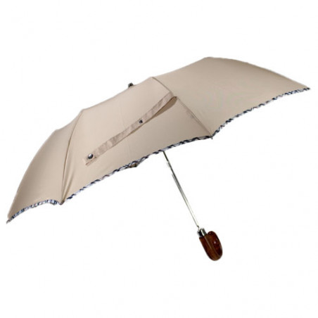 Parapluie pliant beige gabardine fabrication française