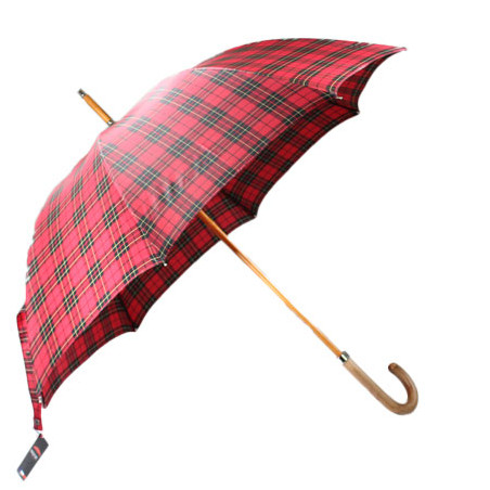 Parapluie canne écossais rouge fabrication française