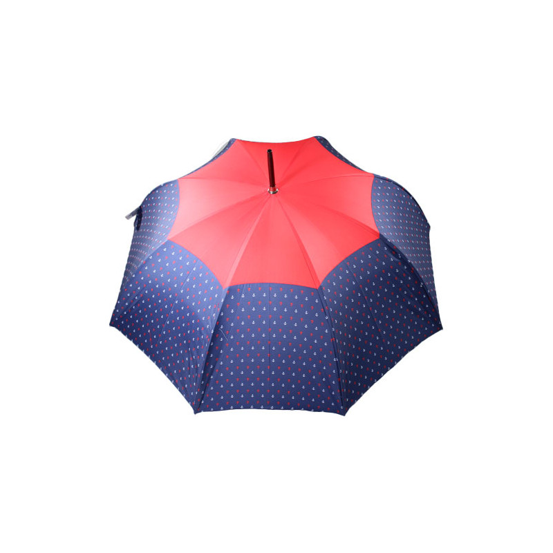 Parapluie canne ancre marine bleu et rouge