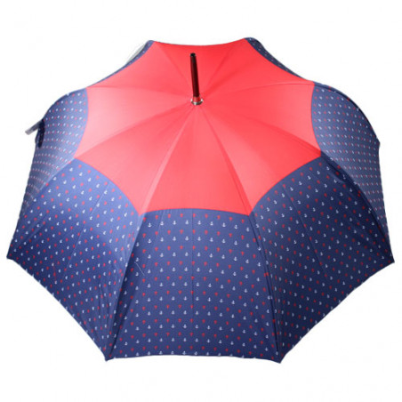 Parapluie canne ancre marine bleu et rouge