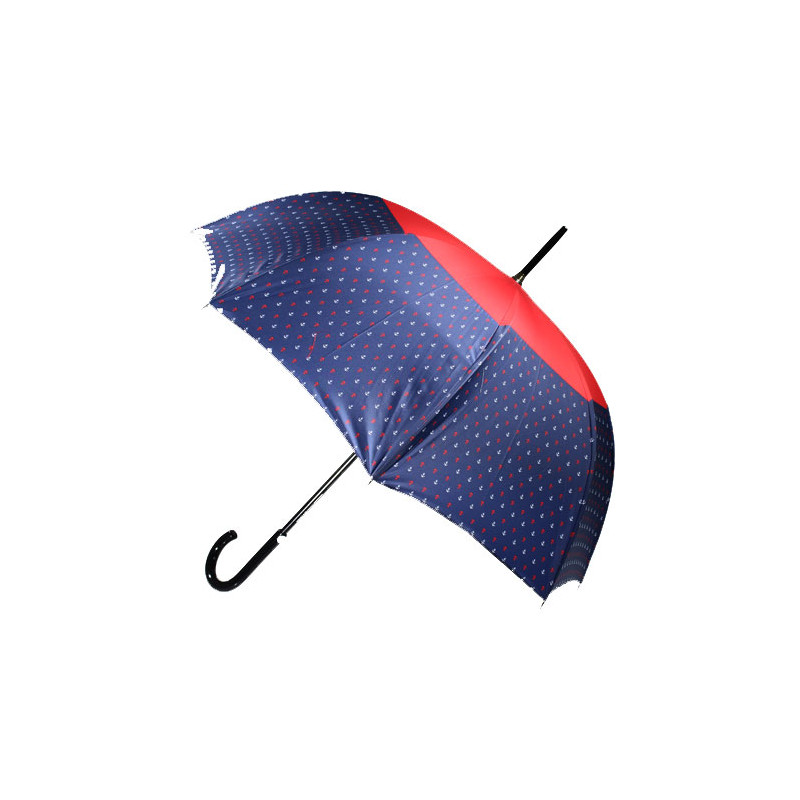 Parapluie canne ancre marine bleu et rouge