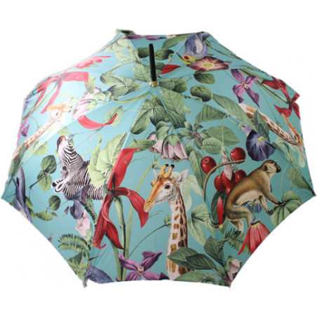 Parapluie canne Jungle tropicale fond menthe