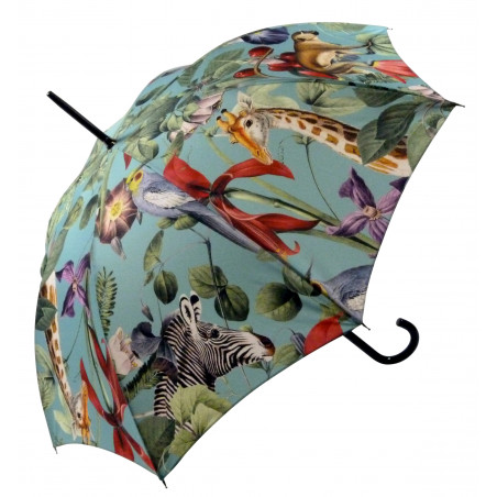 Parapluie canne Jungle tropicale fond menthe