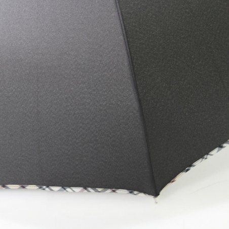 Parapluie canne noir liseret tartan fabrication française