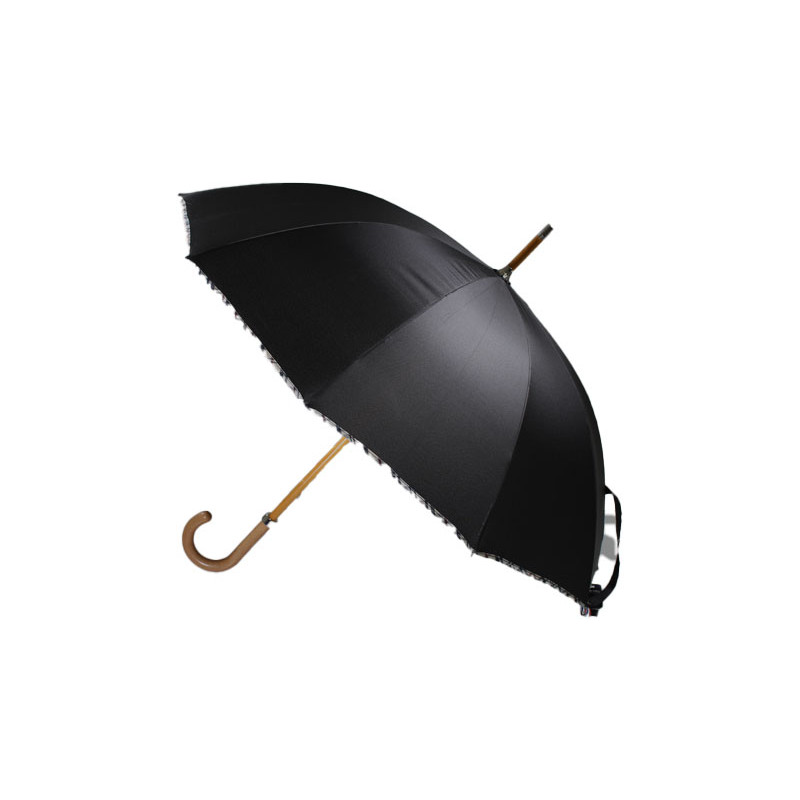 Parapluie canne noir liseret tartan fabrication française