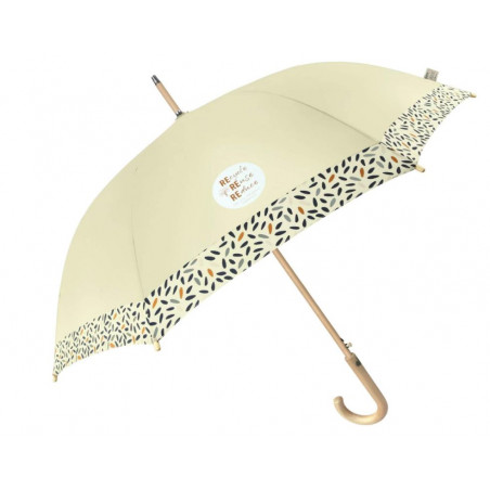 Parapluie canne écologique écru pour femme ouverture automatique