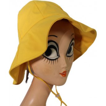 Chapeau de pluie jaune large revers