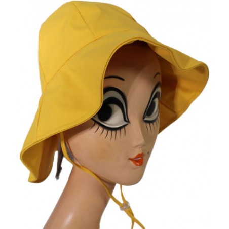 Chapeau de pluie jaune large revers