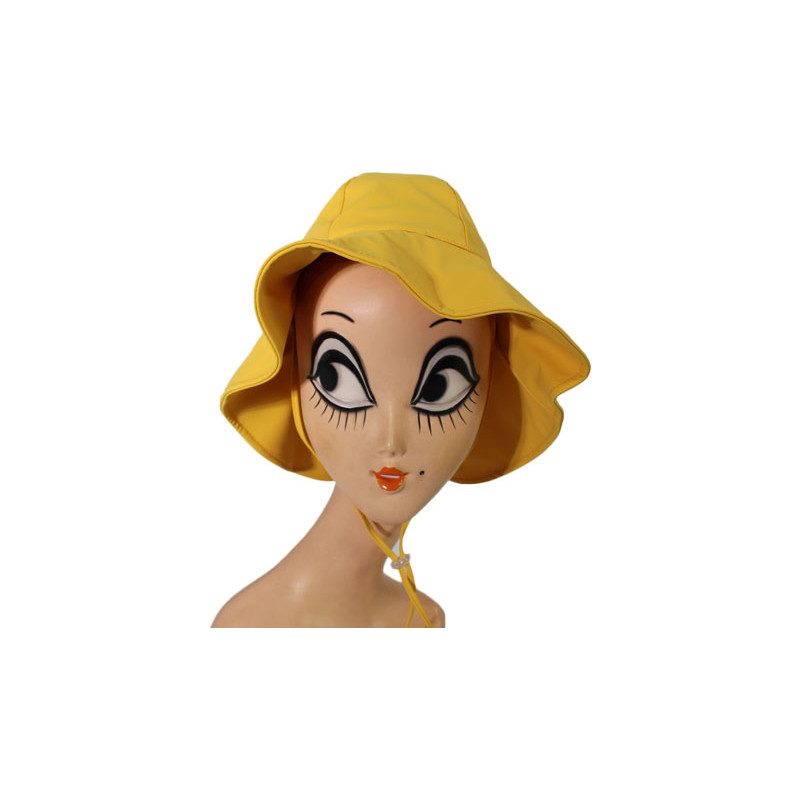 Chapeau de pluie jaune large revers