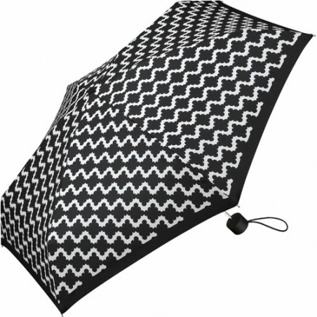 Mini parapluie pliant Esprit noir et blanc ondulations