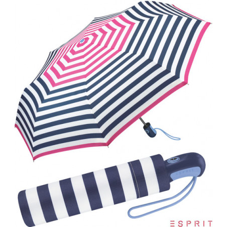 Parapluie pliant Esprit rayures bleues et roses