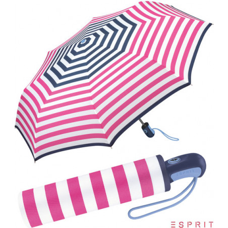 Parapluie pliant Esprit rayures roses et bleues
