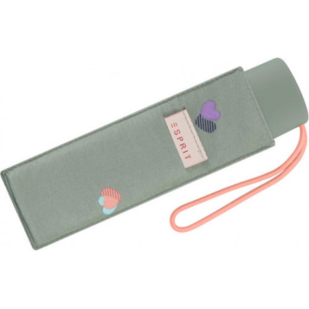 Mini parapluie pliant Esprit vert coeurs duo