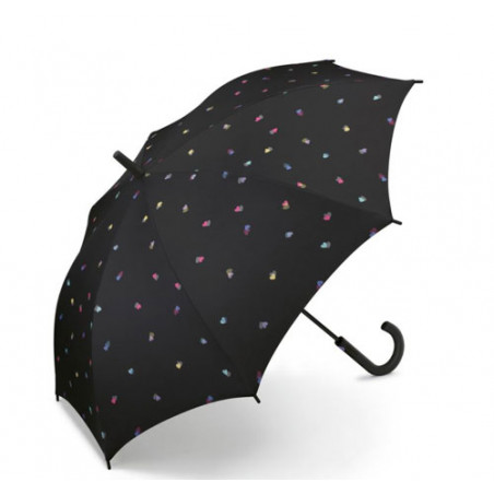 Parapluie automatique fond noir et coeurs multicolores Esprit