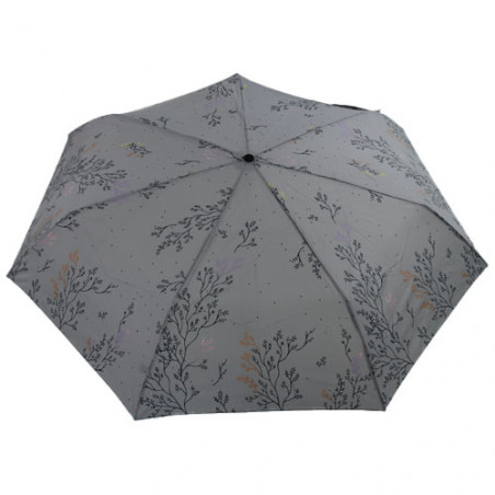 Parapluie pliant original Cardin motif floral gris argent