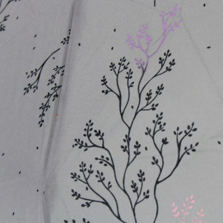 Parapluie pliant original Cardin motif floral gris argent