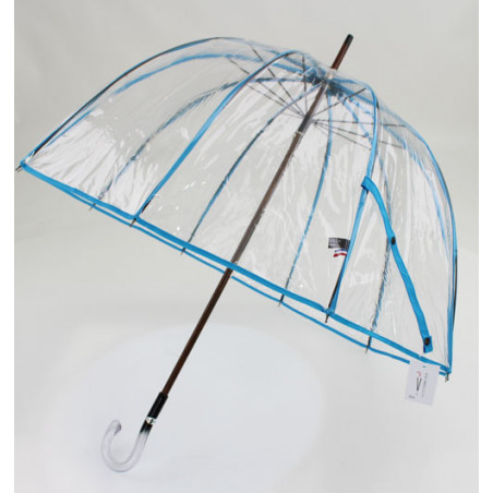 Parapluie transparent cloche made in france ganse turquoise