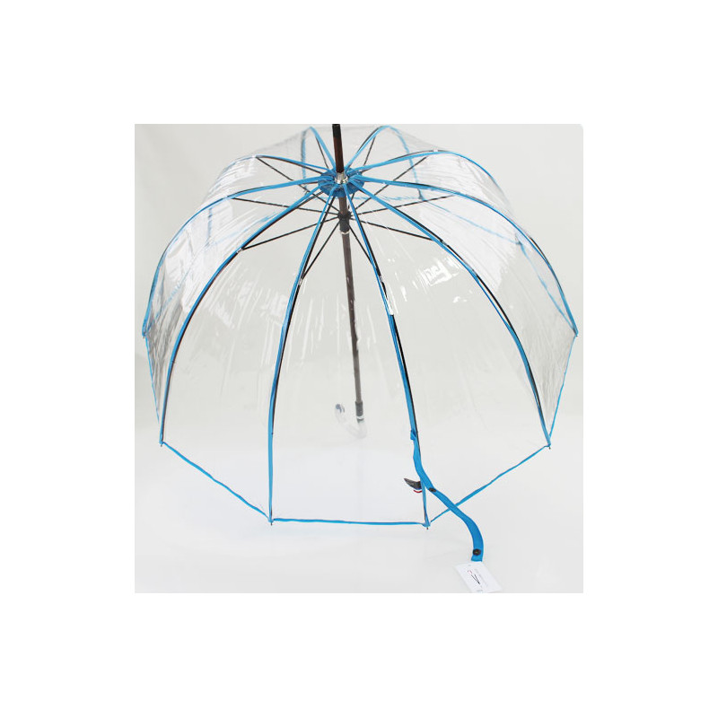 Parapluie transparent cloche made in france ganse turquoise