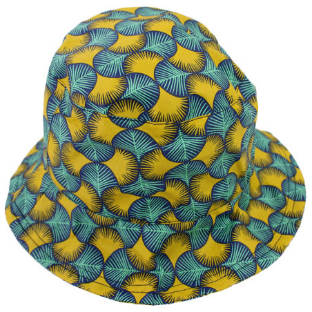 Chapeau de pluie jaune et turquoise