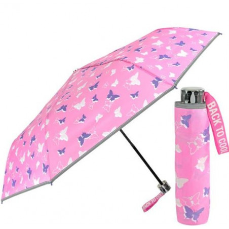 Petit parapluie pliant rose pour collégienne