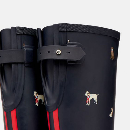 Bottes de pluie femme bleu marine motif chiens