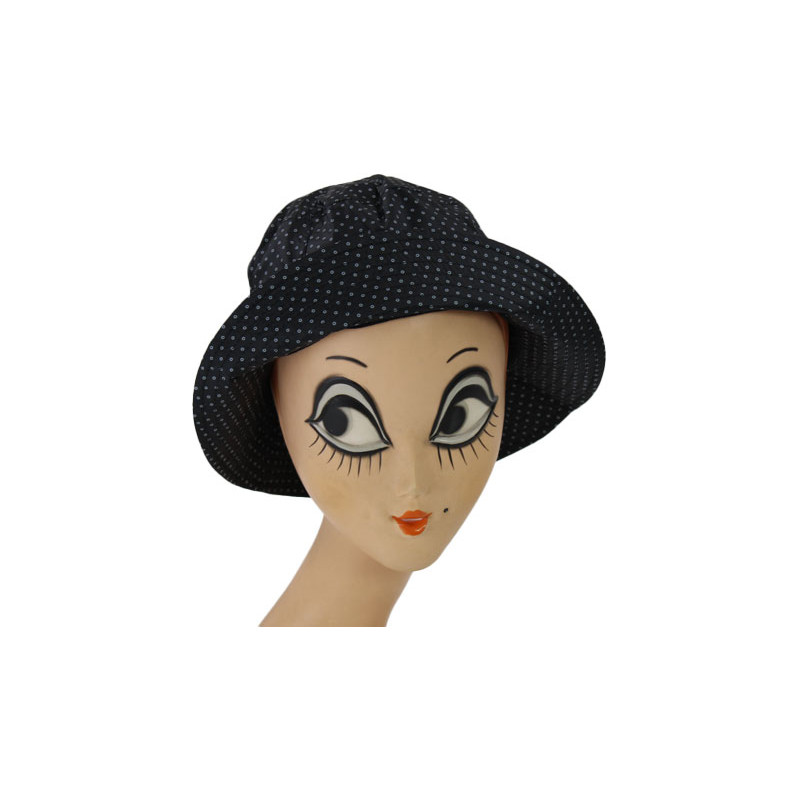 Bob de pluie léger noir a pois pour femme 