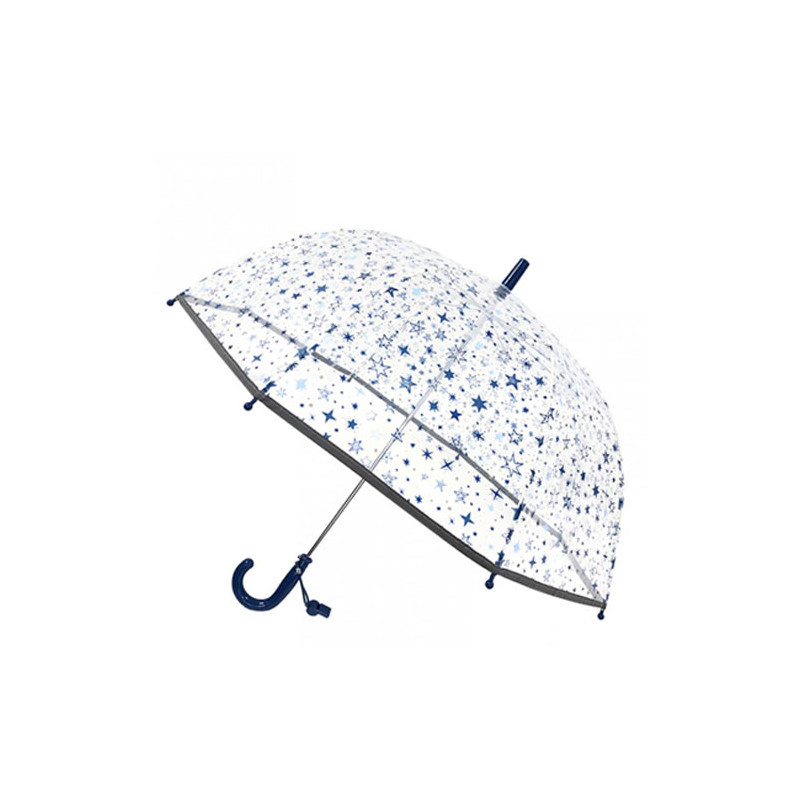 Parapluie enfant transparent bleu étoiles Parapluie enfant transparent bleu étoiles