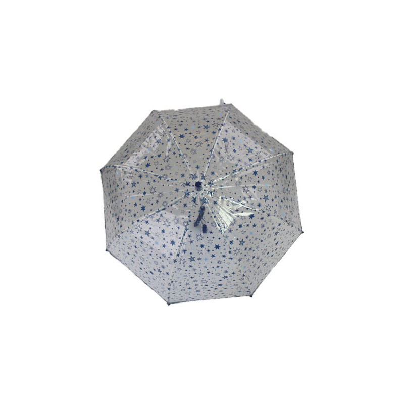 Parapluie enfant transparent bleu étoiles Parapluie enfant transparent bleu étoiles