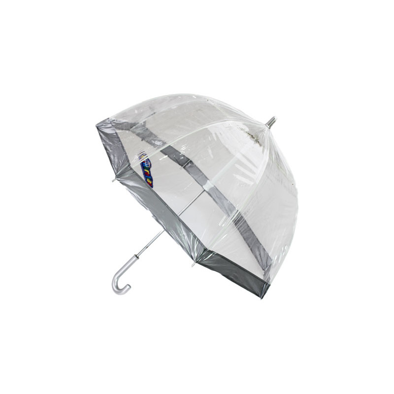 Parapluie enfant cloche transparent bordure argent