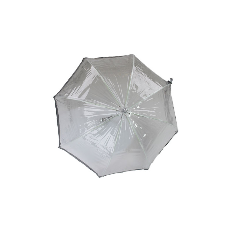 Parapluie enfant cloche transparent bordure argent