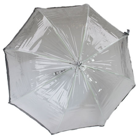 Parapluie enfant cloche transparent bordure argent