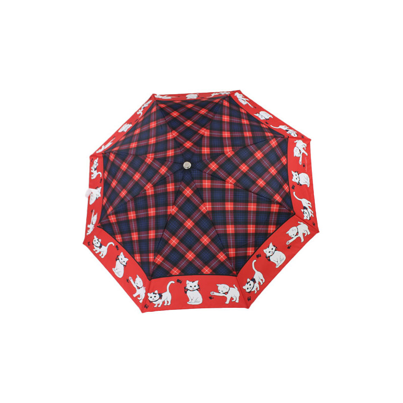 Parapluie pliant chats écossais rouge