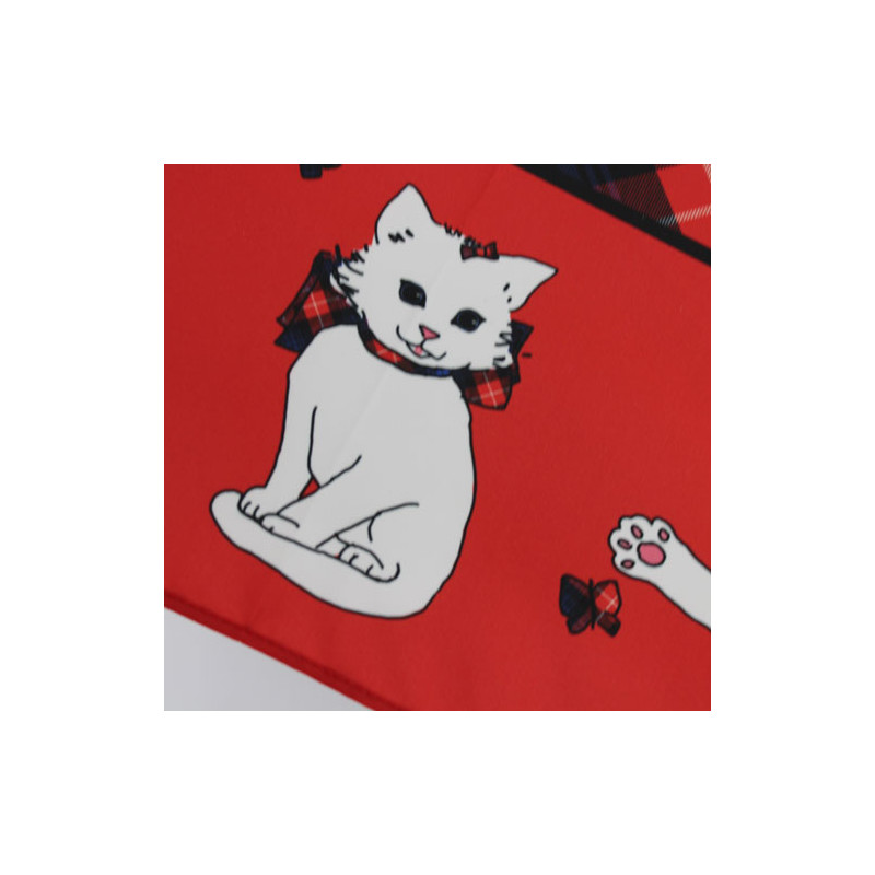 Parapluie pliant chats écossais rouge