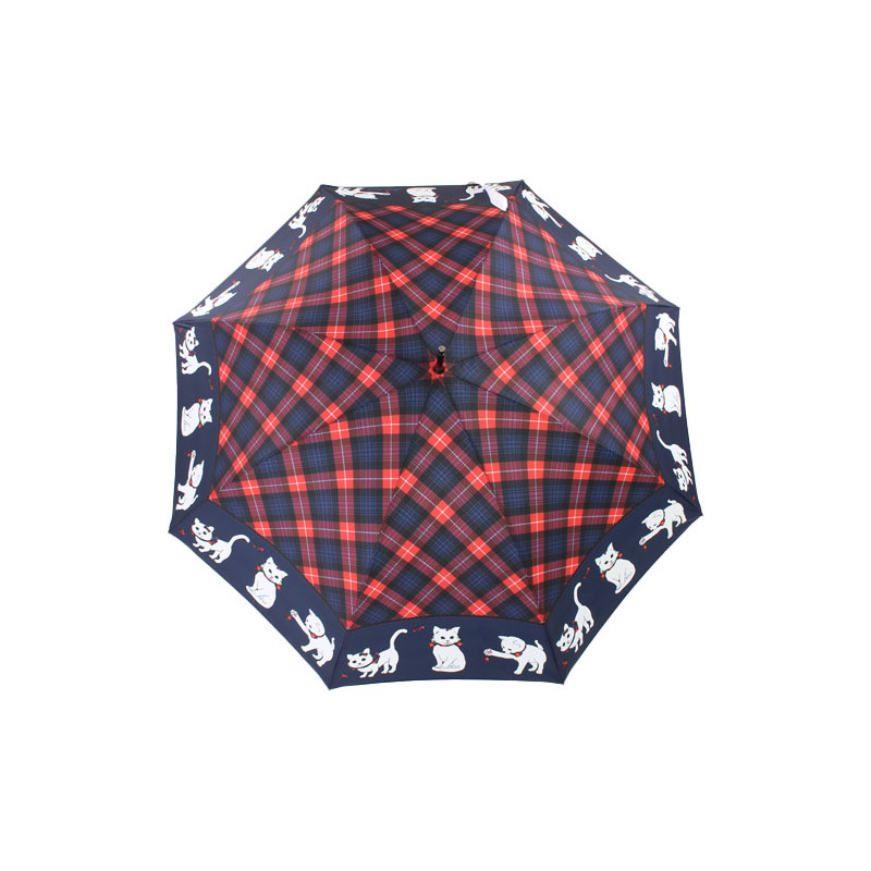 Parapluie canne chats écossais bleu