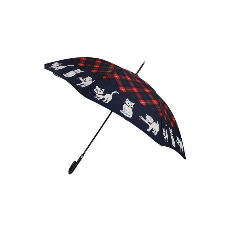 Parapluie canne chats écossais bleu